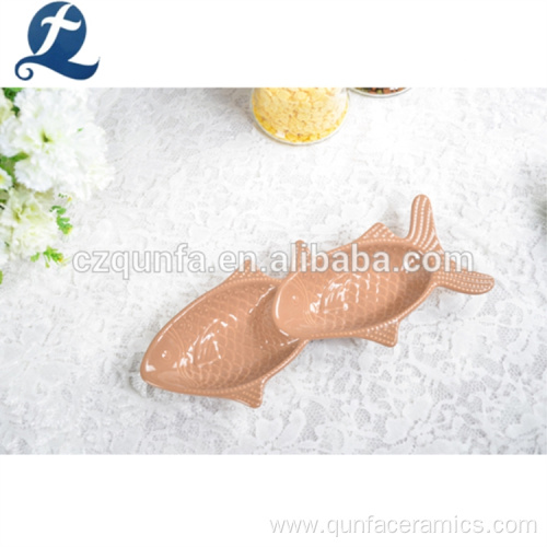 Custom Fish Shaped Ceramic Pet Feeder Bowl